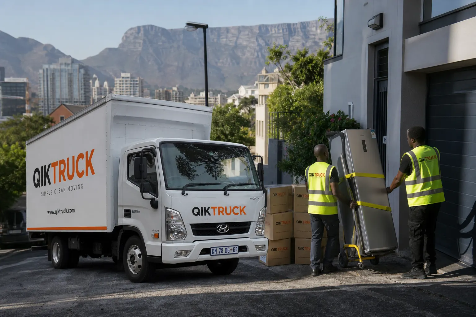 QikTruck 4-ton house move in Cape Town with a fridge on a trolley