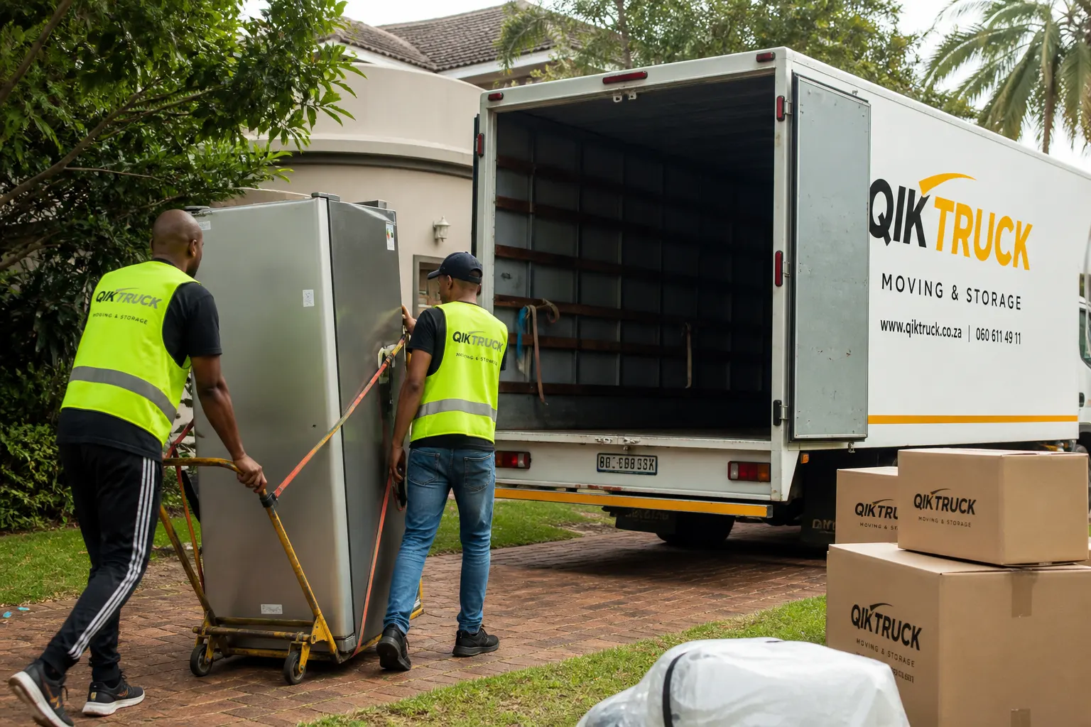 QikTruck 4-ton house move in Durban with a fridge on a trolley